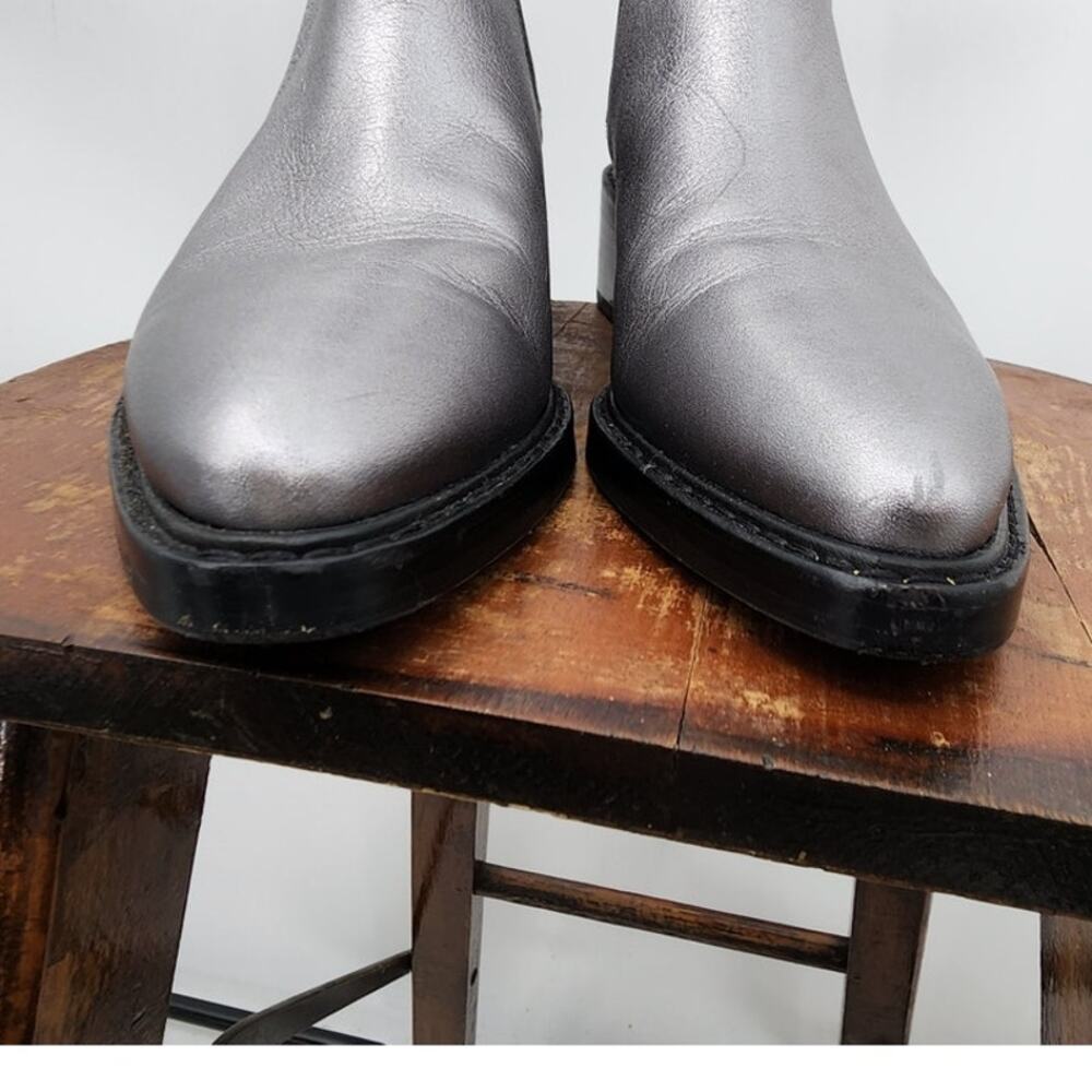 Coach Bowery Chelsea Boot Silver Metallic Leather Comfort Ankle Size 7 - Picture 10 of 12